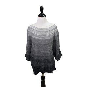 a.n.a. A New Approach Women's L Large Poncho Sweater Batwing Ombre Metallic